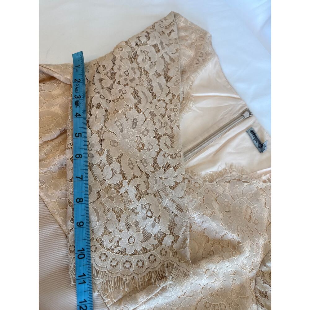Eliza J Lace Fit & Flare Dress Beige Knee-Length Semi-Formal Dress Womens 12 - Picture 6 of 8